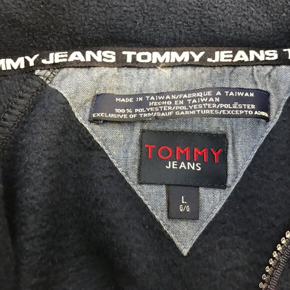 Tommy Hilfiger Jeans Fleece Jacket Mens Size Large Blue Pullover Quarter Zip - Picture 4 of 4